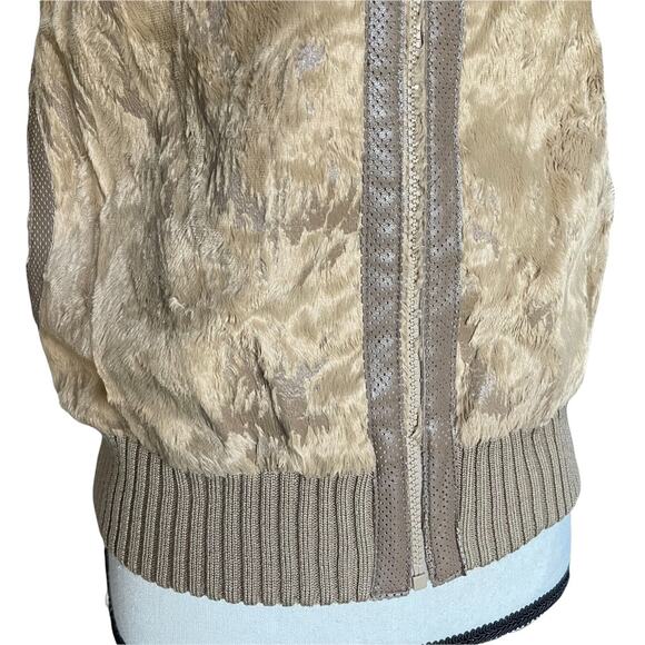 Diffa Italy Faux Fur Leather Ruffle Trim Shoulder Zip Front Vest Women's Size M - Picture 4 of 12